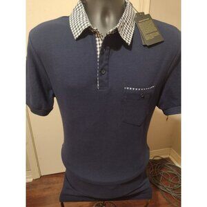 NWT Mens GHYUGR Navy Blue Short Sleeve Polo Shirt Navy size Large L New